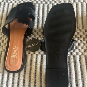 SHEIN Black Wide Fit Sandals for Women